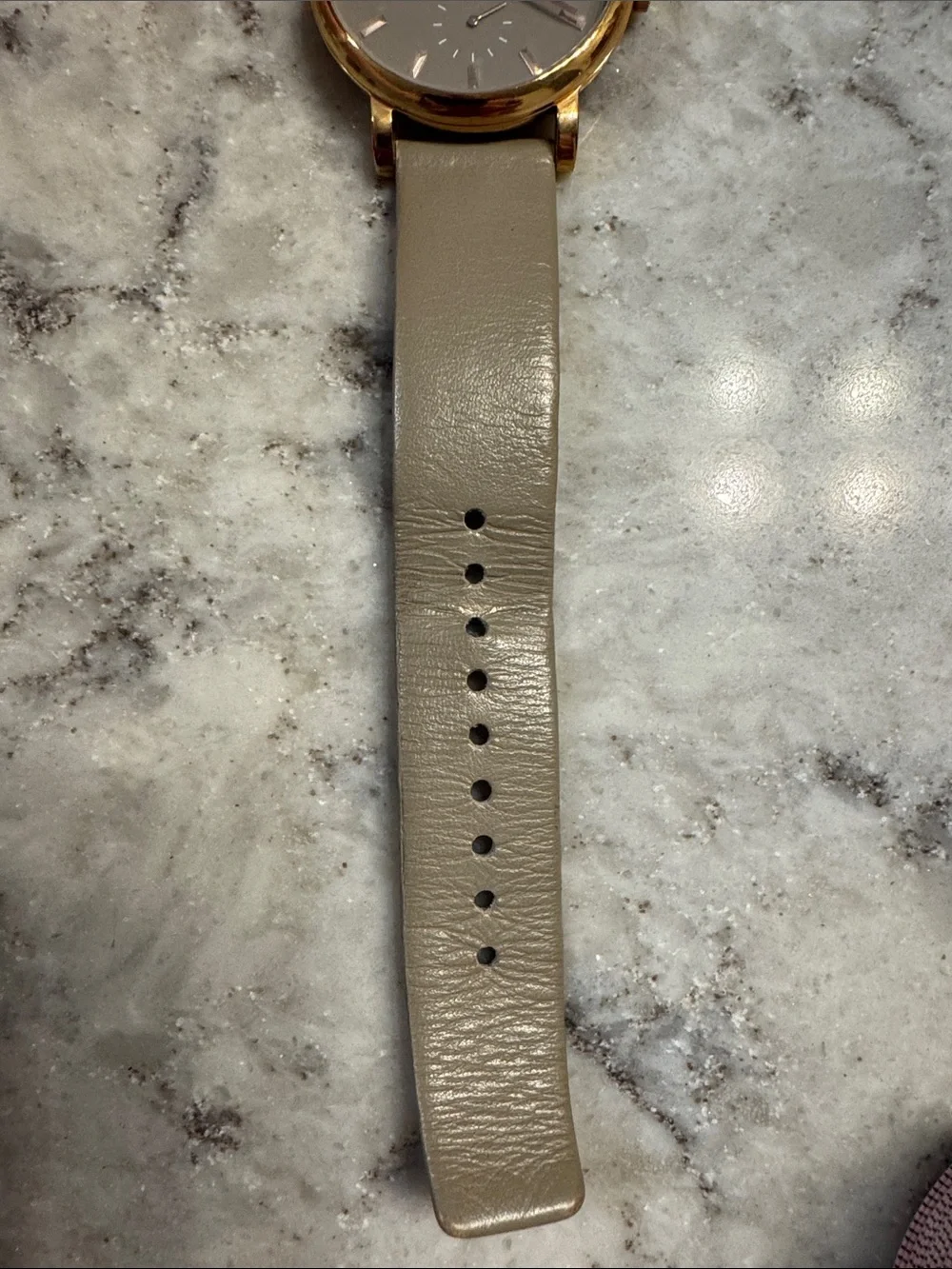 Marc by Marc Jacobs Beige Leather Watch with Gold-Tone Case